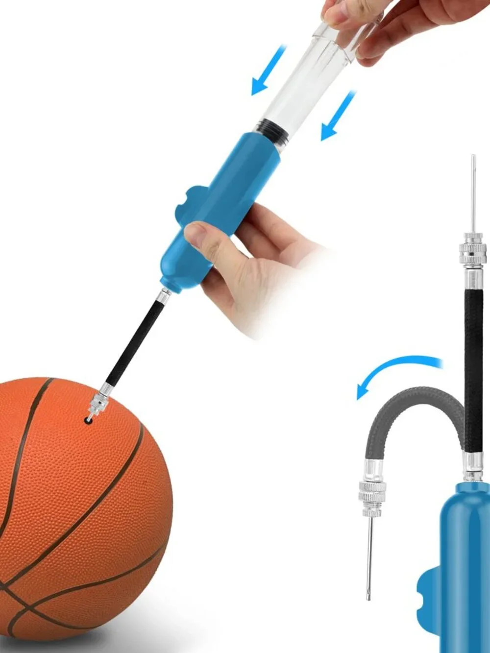 BROTOU Ball Pump, Dual Action Inflate Air Pump with 3 Needles and 2 Nozzles for